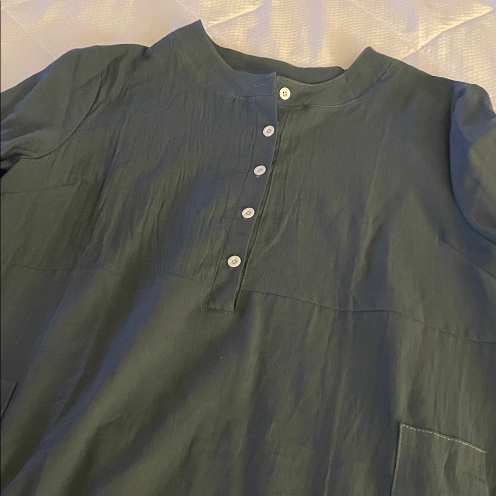 Ladies Steel Blue Linen Dress